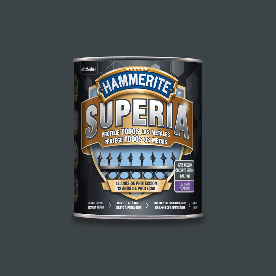 Hammerite Superia Satinado Gris Oscuro 750 mL