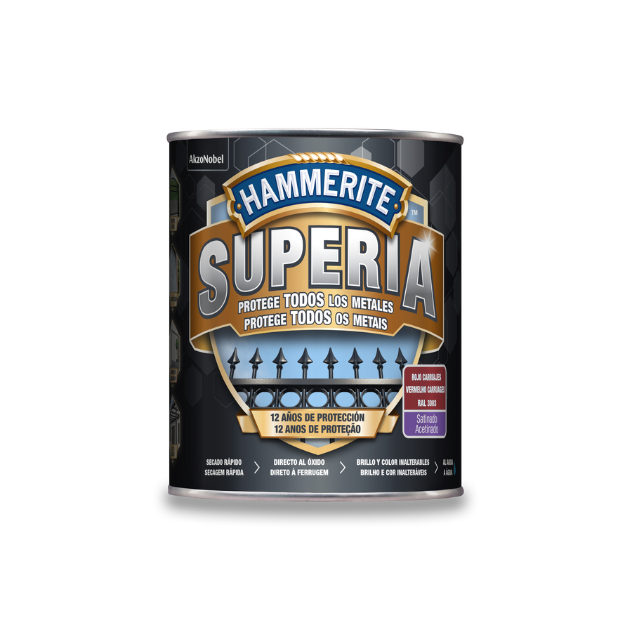 Hammerite Superia Satinado Rojo Carruajes 750 mL