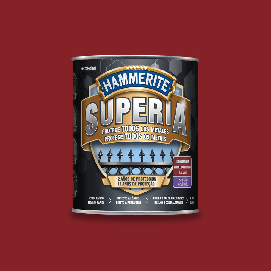 Hammerite Superia Satinado Rojo Carruajes 750 mL