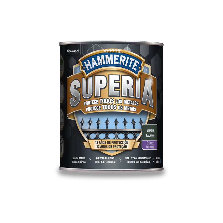 Hammerite Superia Satinado Verde 750 mL