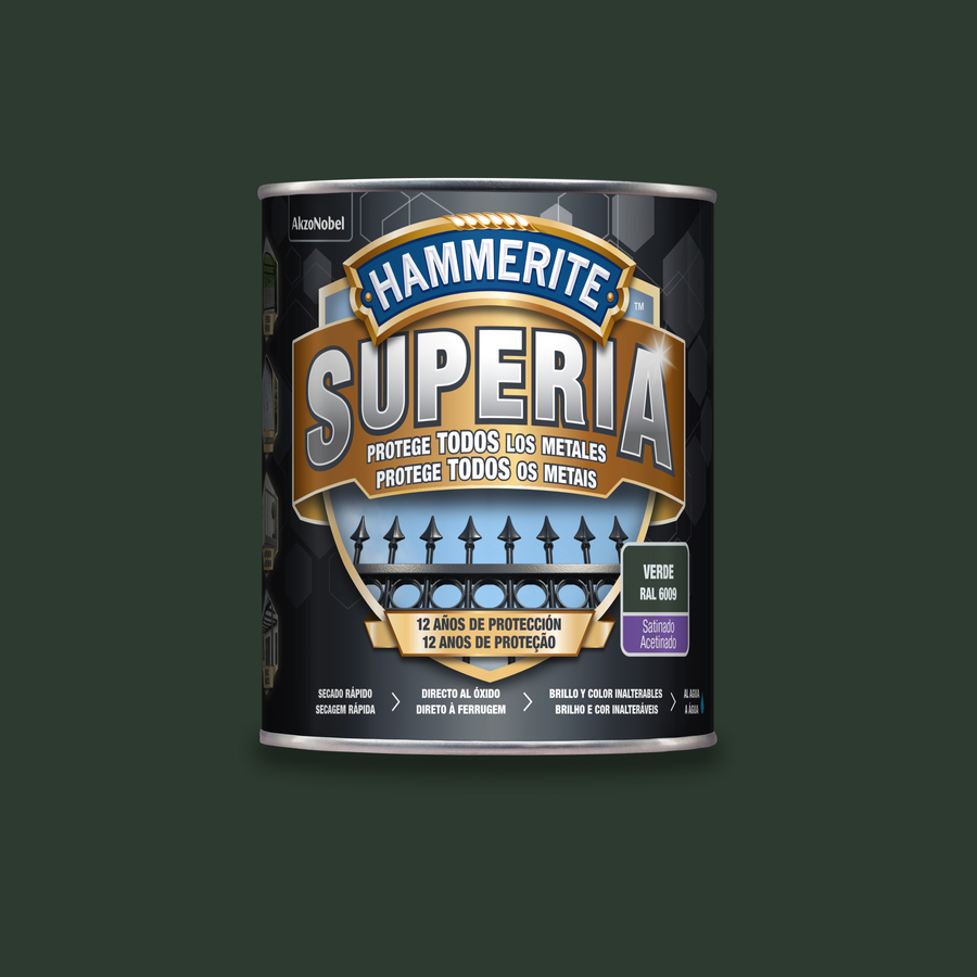 Hammerite Superia Satinado Verde 750 mL