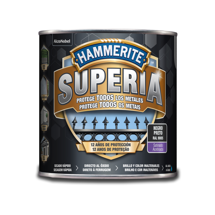 Hammerite Superia Satinado Negro 2,5 L