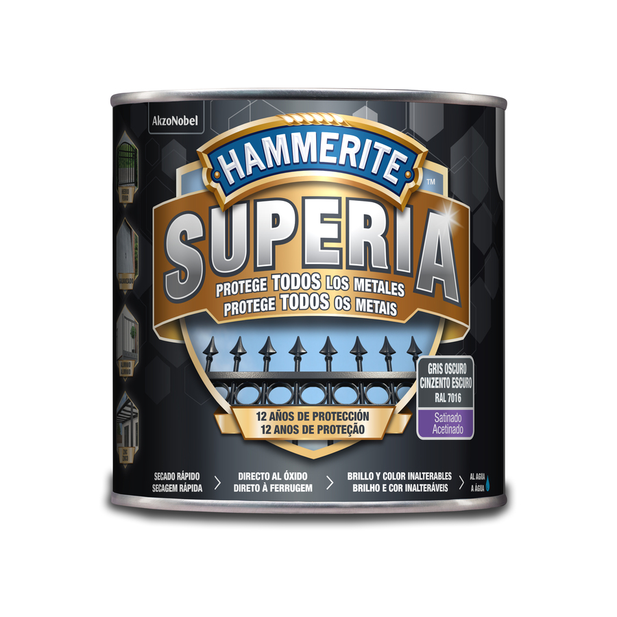 Hammerite Superia Satinado Gris Oscuro 2,5 L