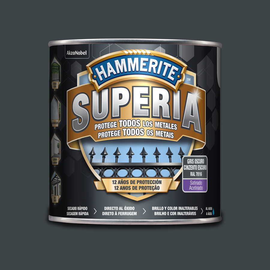 Hammerite Superia Satinado Gris Oscuro 2,5 L