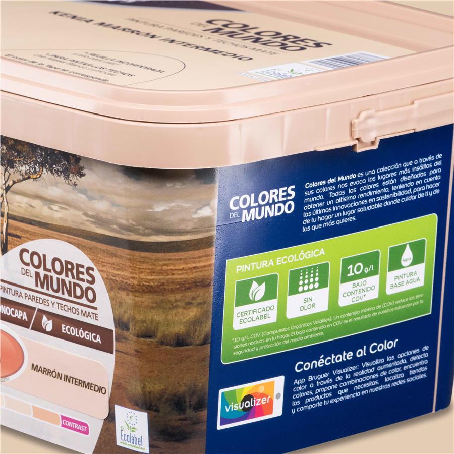 Pintura plástica de interior Kenia Marrón Intermedio Bruguer 4L