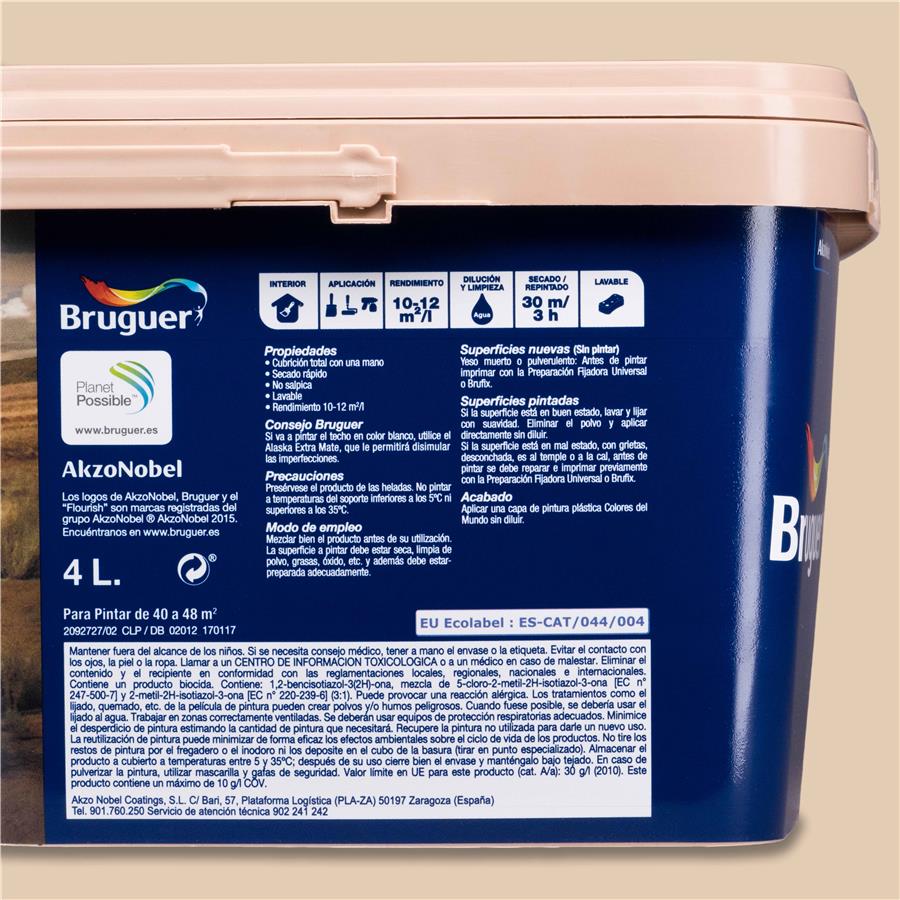 Pintura plástica de interior Kenia Marrón Intermedio Bruguer 4L