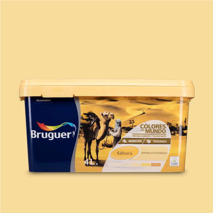 Pintura plástica de interior Sahara Amarillo Intermedio Bruguer 4L