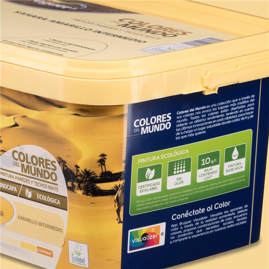 Pintura plástica de interior Sahara Amarillo Intermedio Bruguer 4L