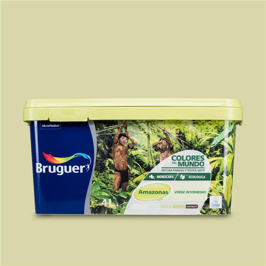 Pintura plástica de interior Amazonas Verde Intermedio Bruguer 4L