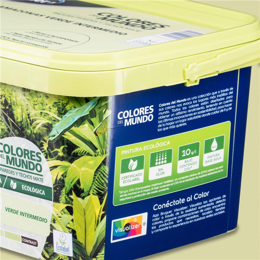 Pintura plástica de interior Amazonas Verde Intermedio Bruguer 4L
