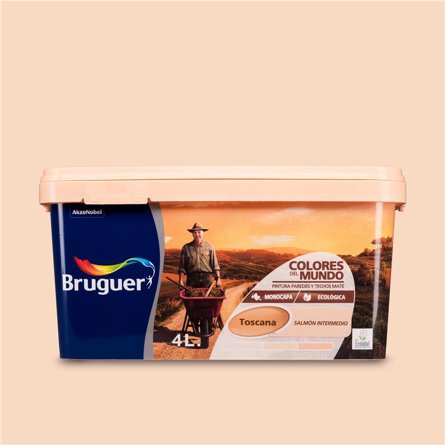 Pintura plástica de interior Toscana Salmón Intermedio Bruguer 4L