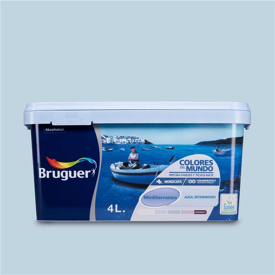 Pintura plástica de interior Mediterráneo Azul Intermedio Bruguer 4L