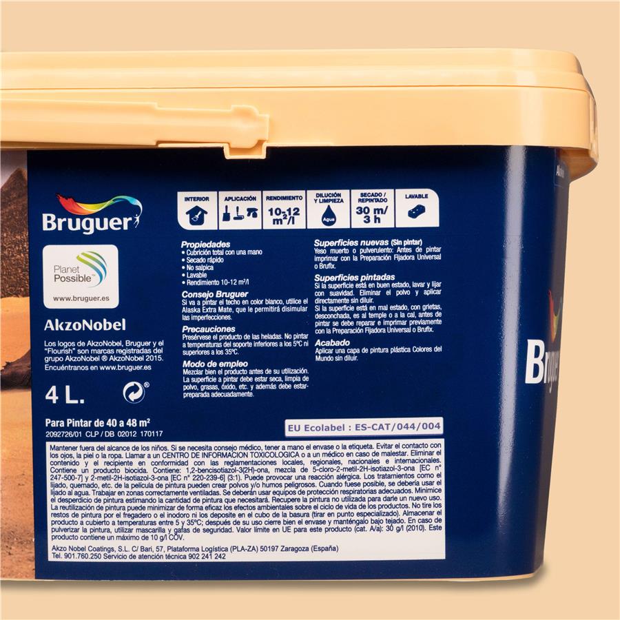 Pintura plástica de interior Egipto Ocre Intrermedio Bruguer 4L