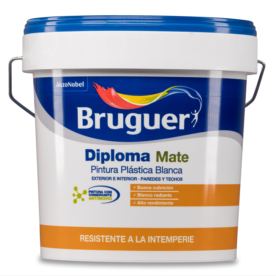 Pintura plástica de exterior - interior Blanco Mate Bruguer 4 L