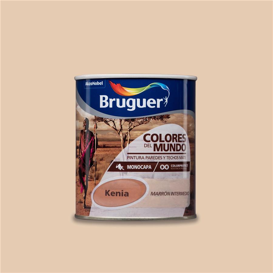 Pintura plástica de interior Kenia Marrón Intermdio Bruguer 0,750L