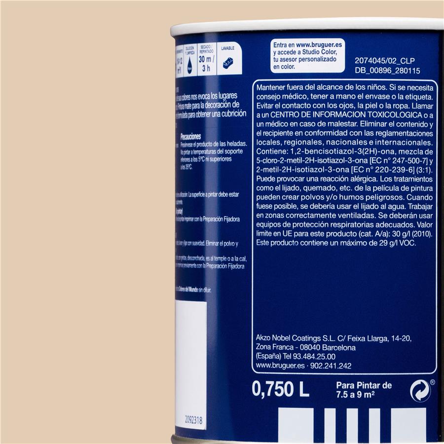 Pintura plástica de interior Kenia Marrón Intermdio Bruguer 0,750L