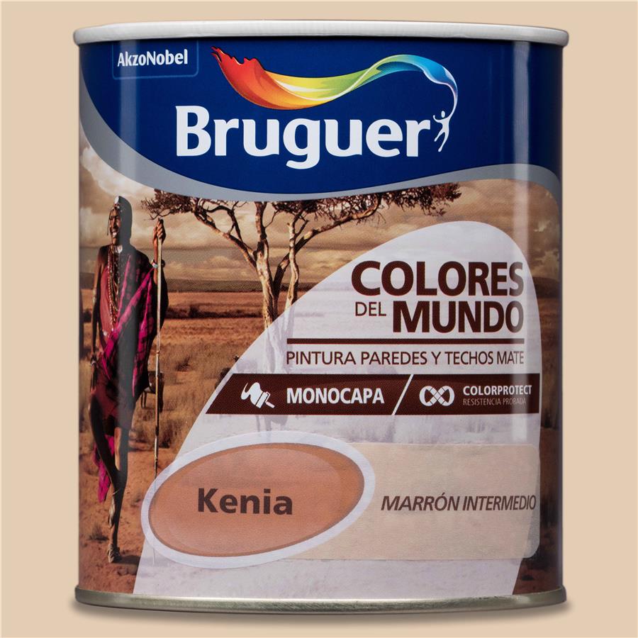 Pintura plástica de interior Kenia Marrón Intermdio Bruguer 0,750L