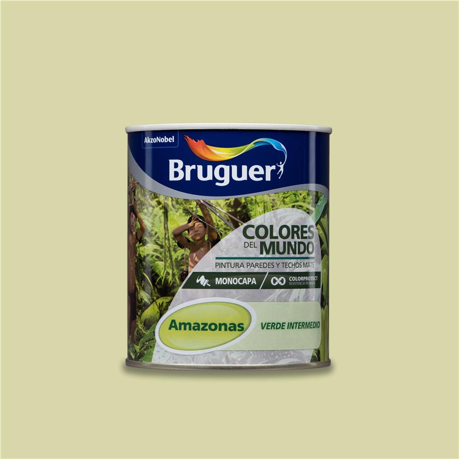 Pintura plástica de interior Amazonas Verde Intermedio Bruguer 0,750L