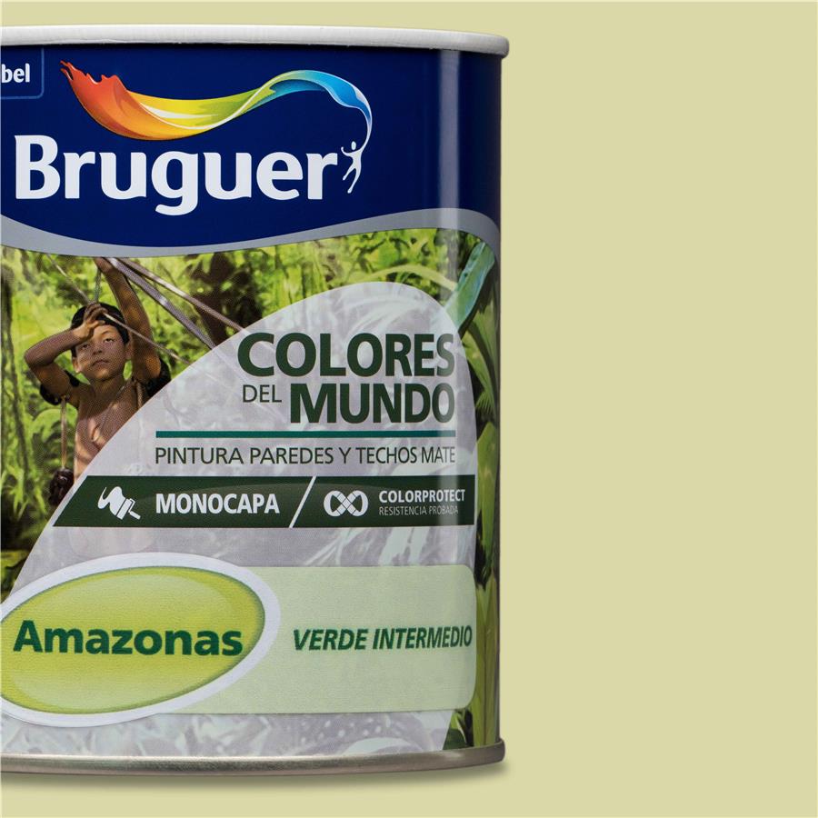 Pintura plástica de interior Amazonas Verde Intermedio Bruguer 0,750L
