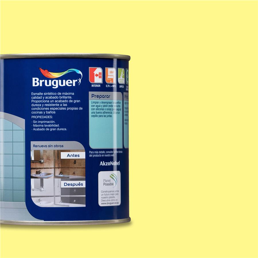 Pintura para azulejos Amarillo Limón Bruguer 0,750L