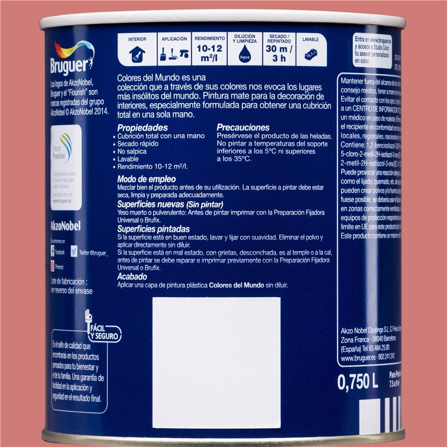 Pintura plástica de interior Colorado Terracota Bruguer 0,750L