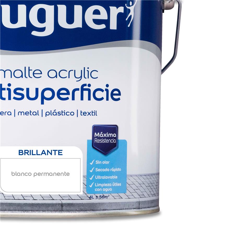 Esmalte Acryllic Multisuperficie Brillante Blanco Permanente 4L