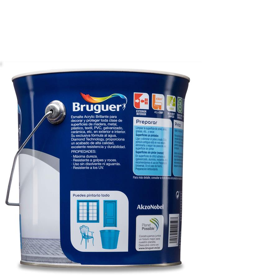 Esmalte Acryllic Multisuperficie Brillante Blanco Permanente 4L