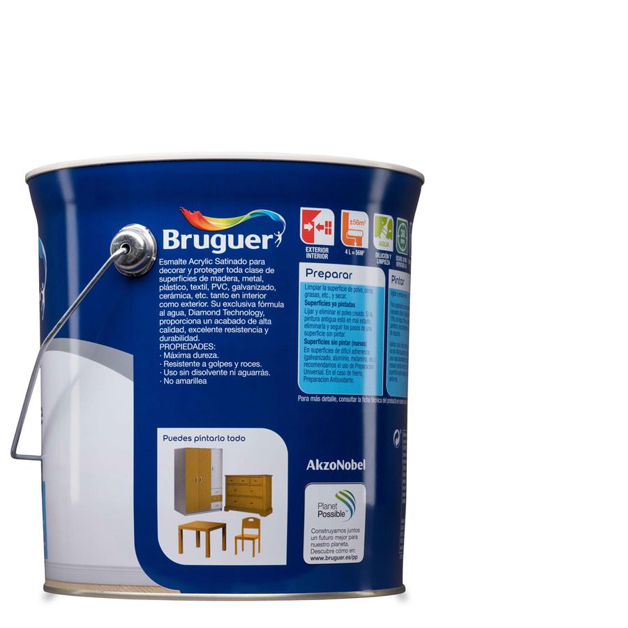 Esmalte Acryllic Multisuperficies Satinado Blanco Permanente 4L