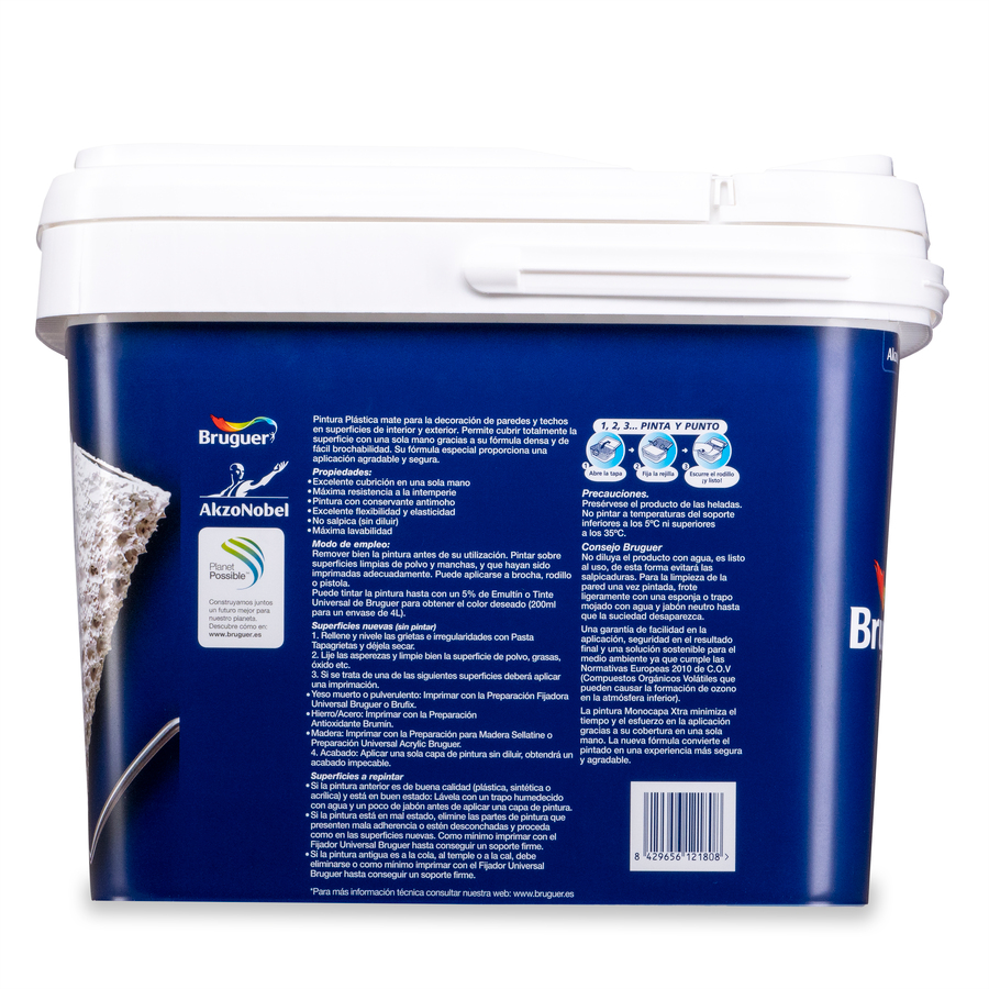 Pintura plástica de exterior - interior Blanco Mate Bruguer 10 L
