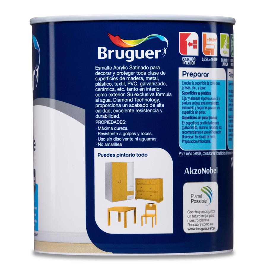 Esmalte Acryllic Multisuperficies Satinado Blanco Permanente 0,750L