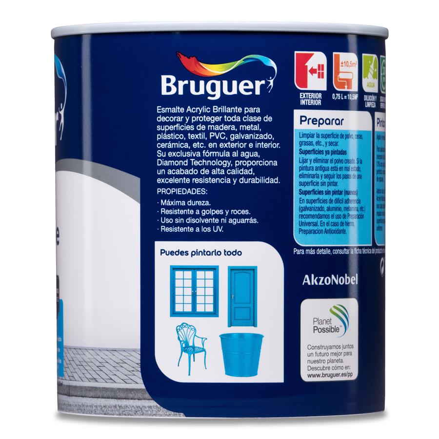 Esmalte Acryllic Multisuperficie Brillante Blanco Permanente 0,750L