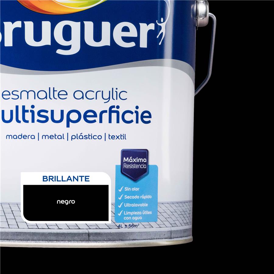 Esmalte Acryllic Multisuperficie Brillante Negro 4L