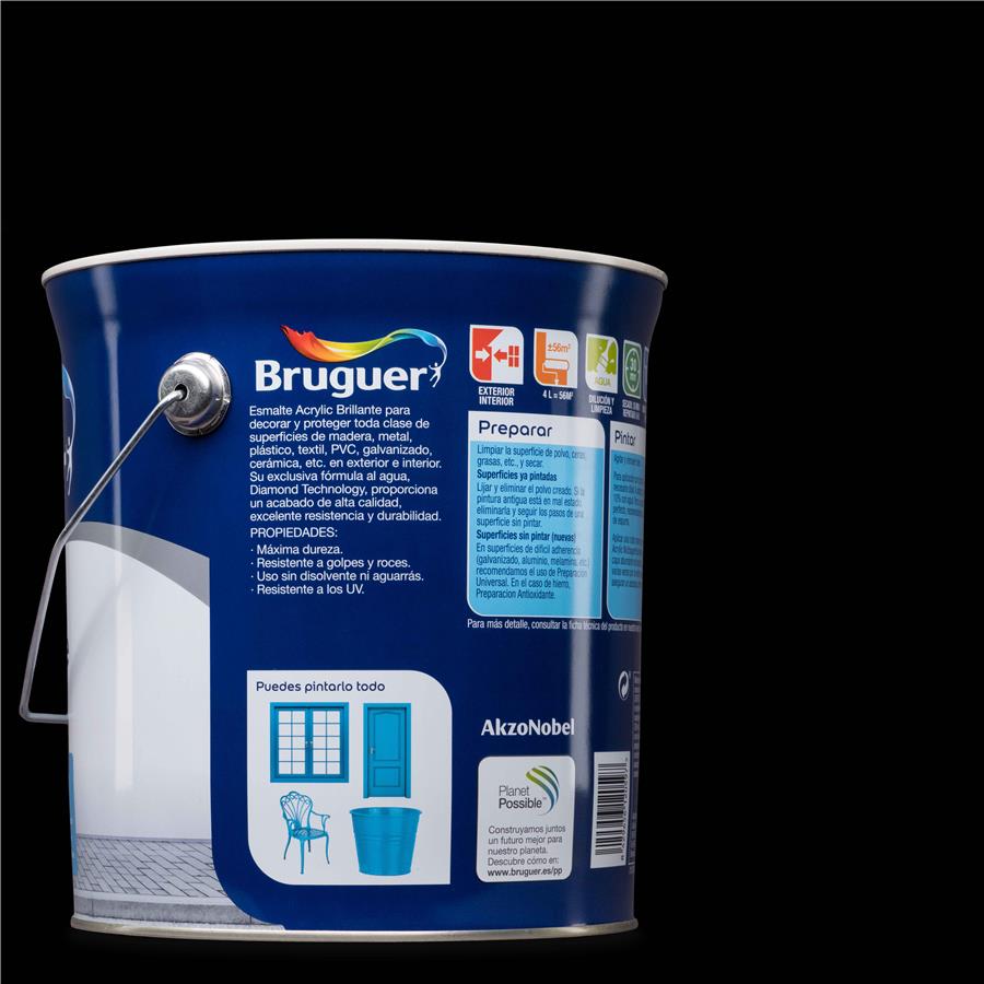 Esmalte Acryllic Multisuperficie Brillante Negro 4L