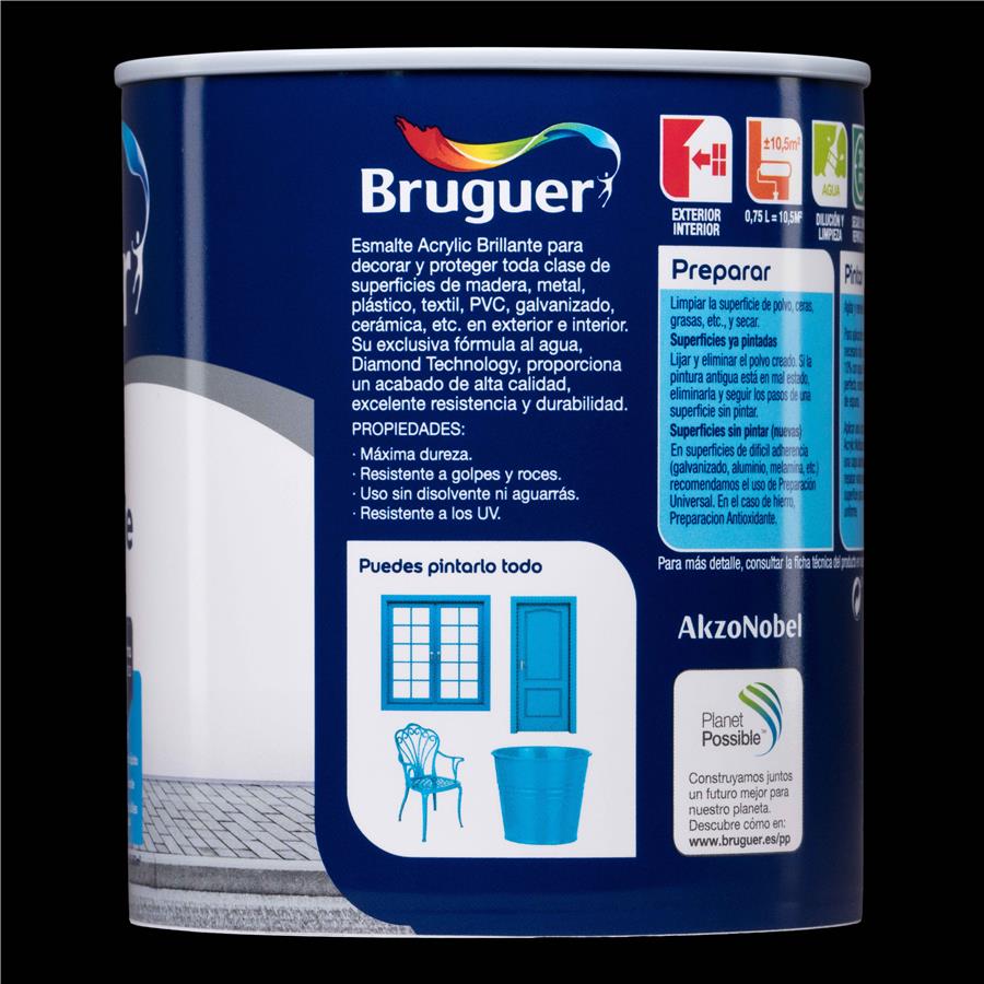 Esmalte Acryllic Multisuperficie Brillante Negro 0,750L