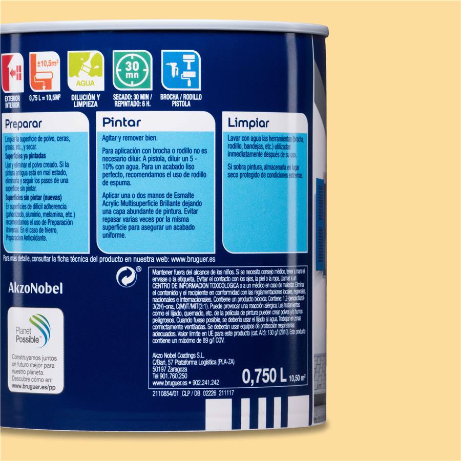 Esmalte Acryllic Multisuperficie Brillante Marfil 0,750L