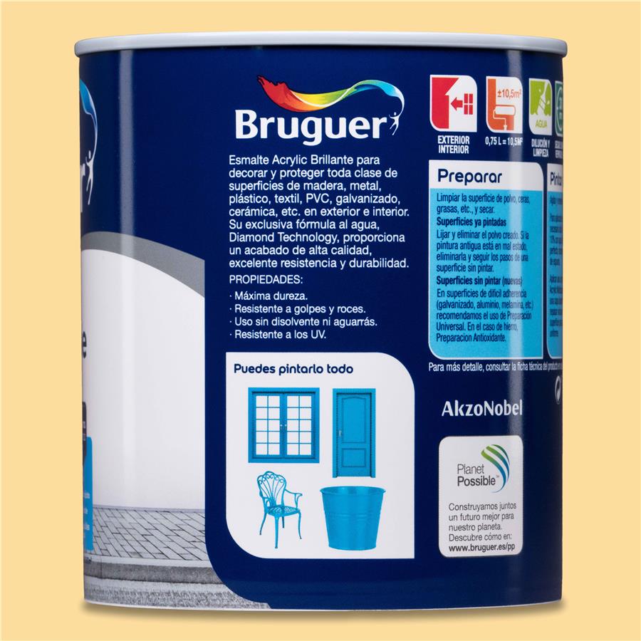 Esmalte Acryllic Multisuperficie Brillante Marfil 0,750L