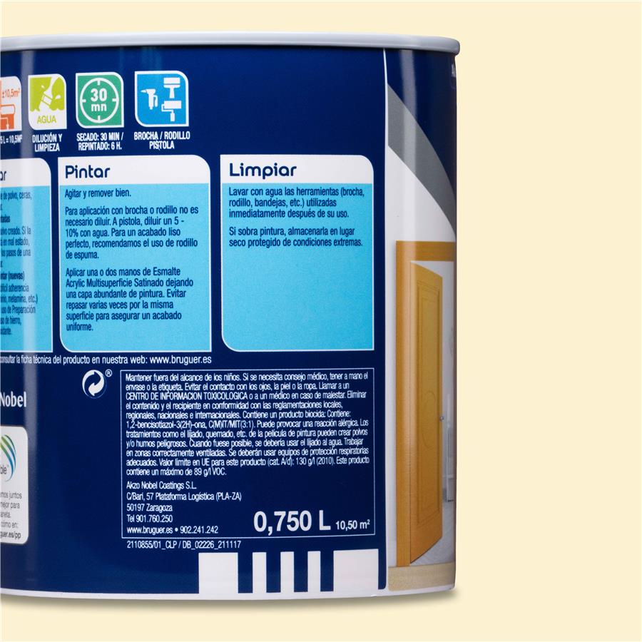 Esmalte Acryllic Multisuperficies Satinado Blanco Roto 0,750L