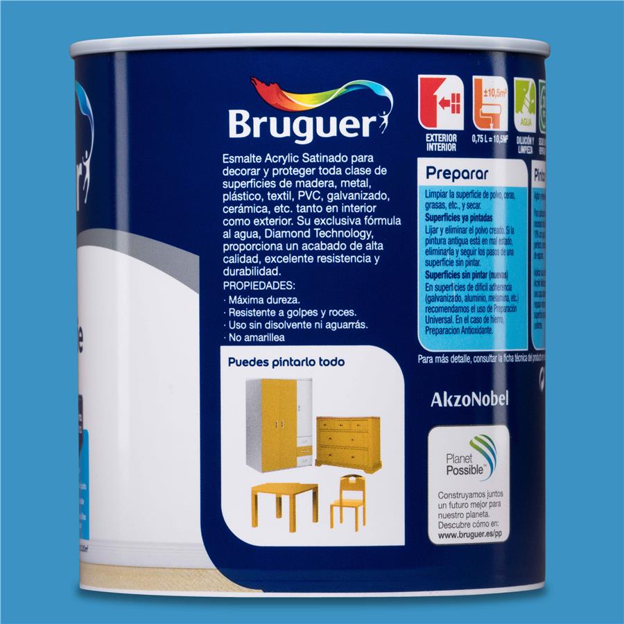 Esmalte Acryllic Multisuperficies Satinado Azul Cielo 0,750L