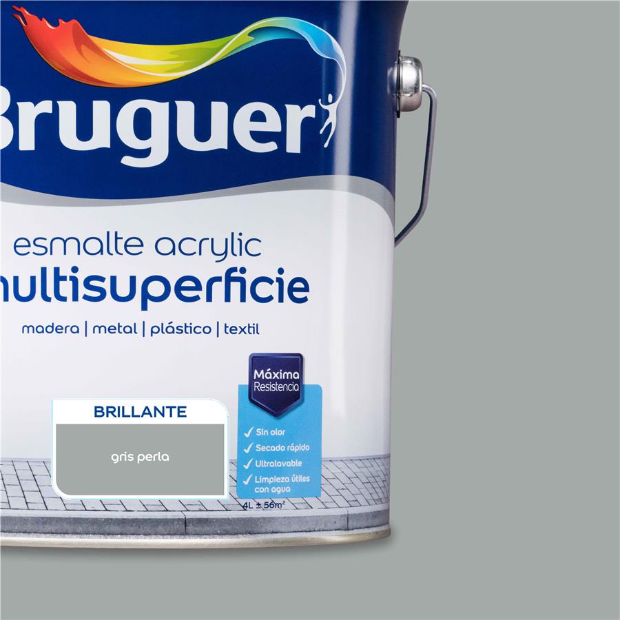 Esmalte Acryllic Multisuperficie Brillante Gris Perla 4L