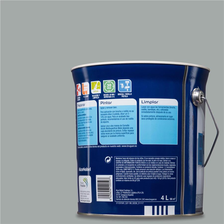 Esmalte Acryllic Multisuperficie Brillante Gris Perla 4L