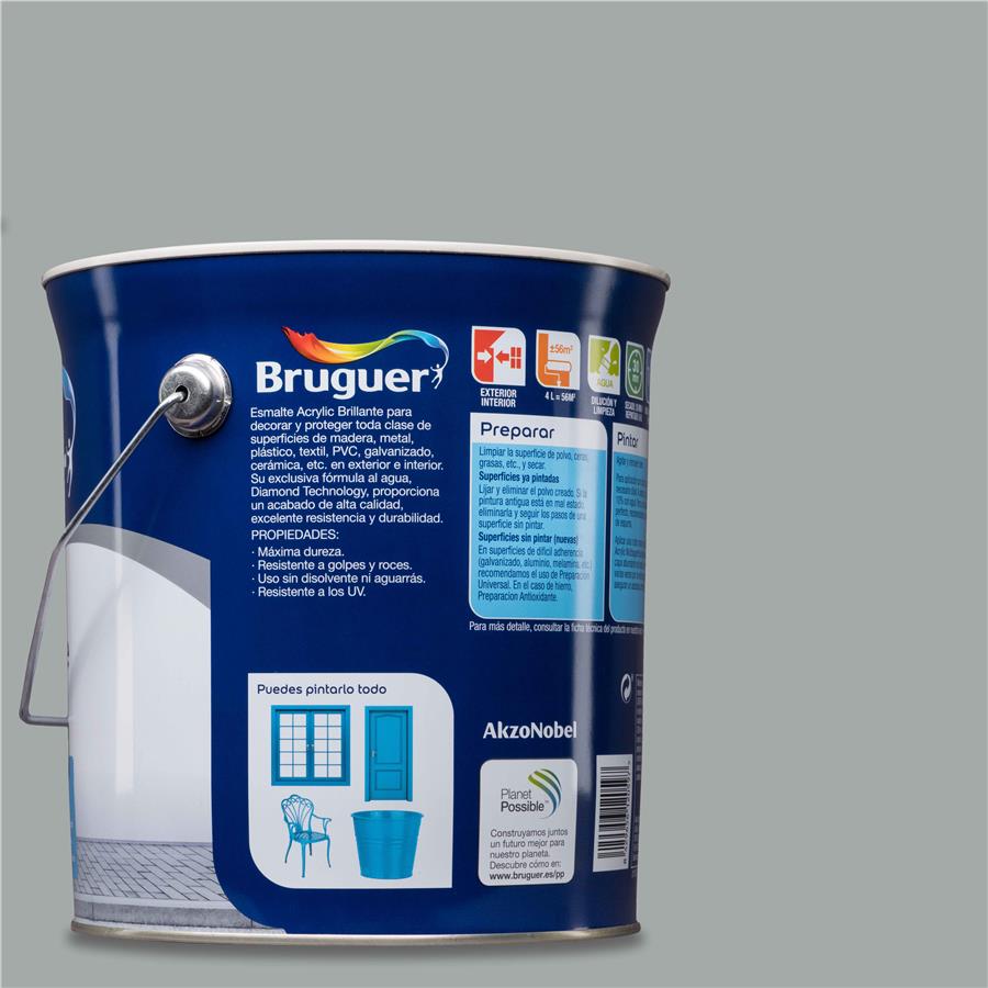 Esmalte Acryllic Multisuperficie Brillante Gris Perla 4L