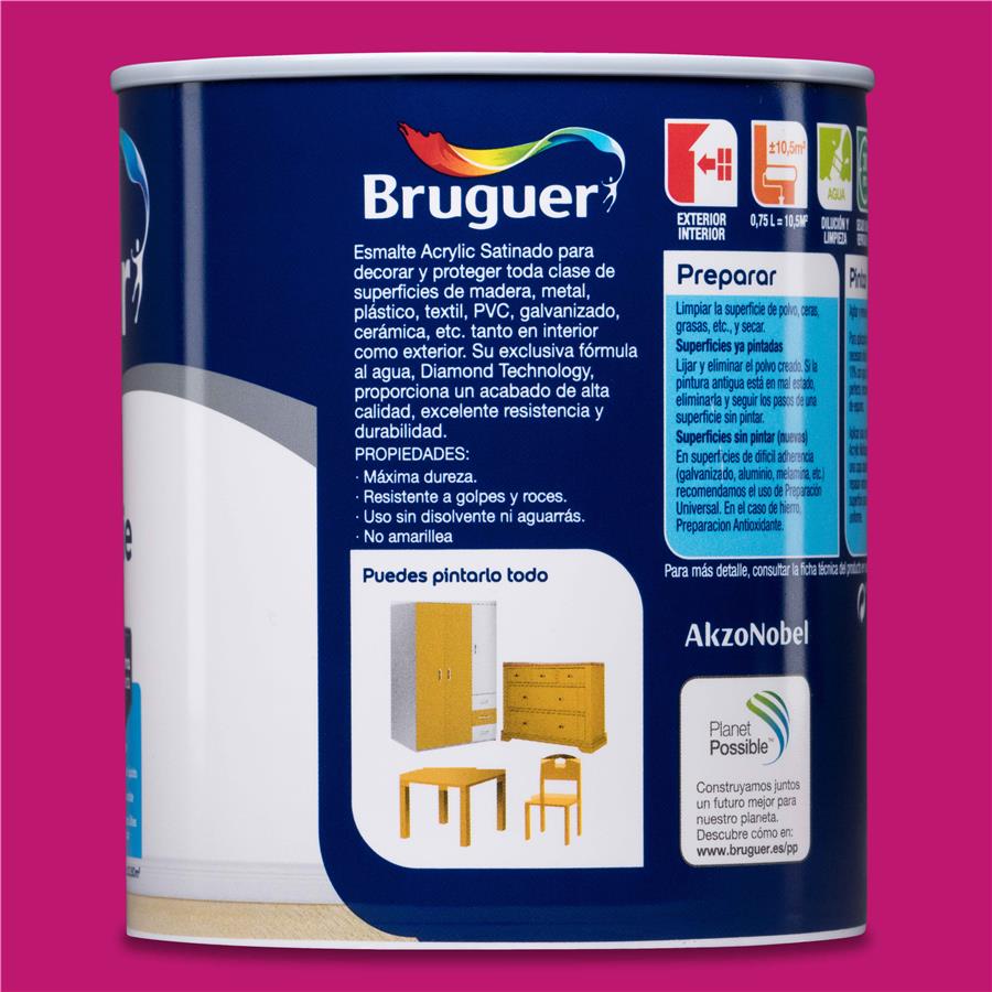 Esmalte Acryllic Multisuperficies Satinado Fucsia 0,750L
