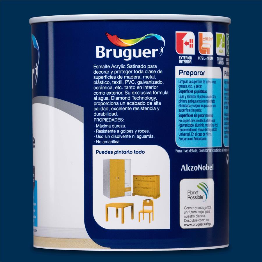 Esmalte Acryllic Multisuperficies Satinado Azul Cantábrico 0,750L