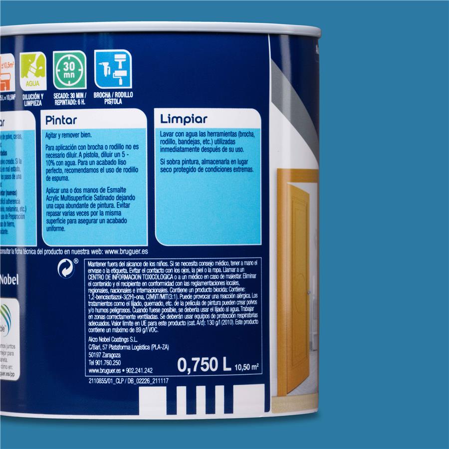 Esmalte Acryllic Multisuperficies Satinado Turquesa 0,750L