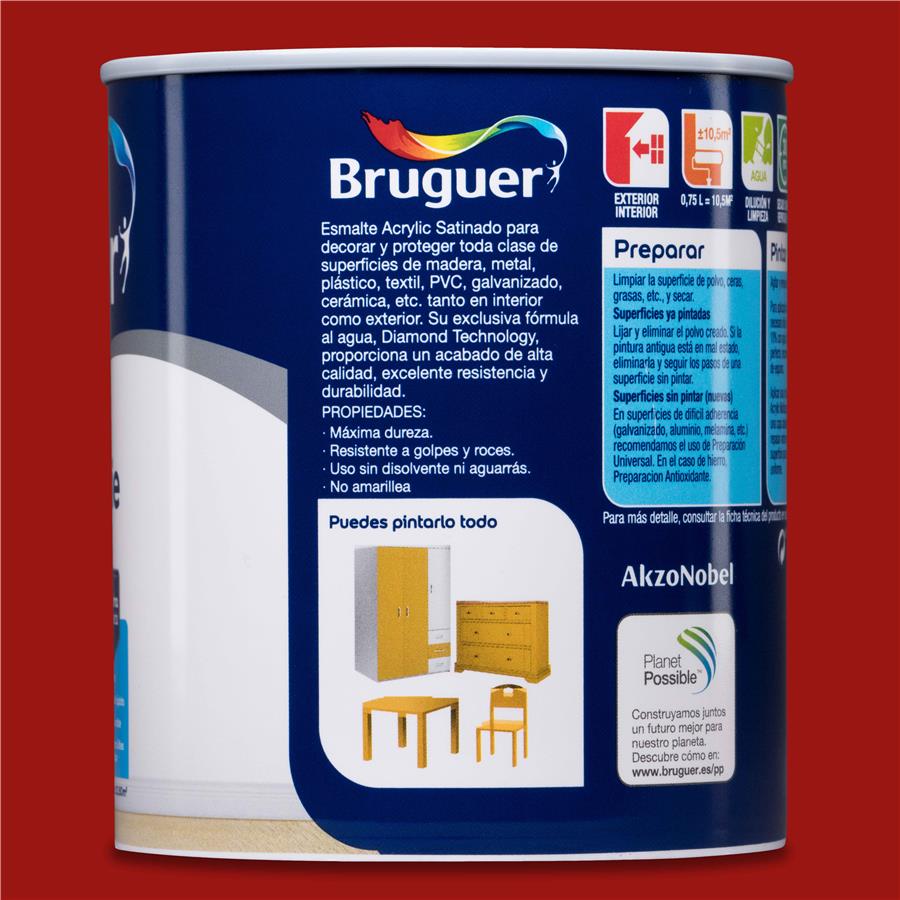 Esmalte Acryllic Multisuperficies Satinado Granada 0,750L