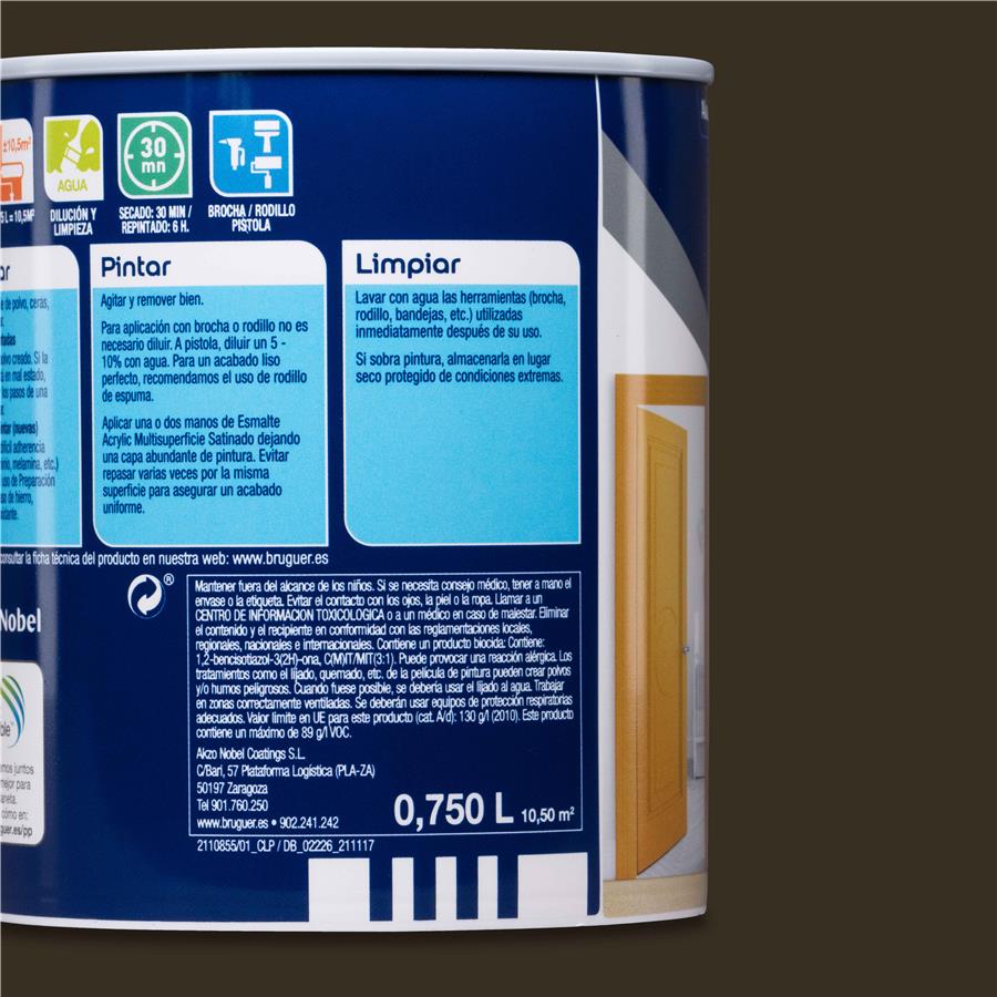 Esmalte Acryllic Multisuperficies Satinado Marrón Toscana 0,750L