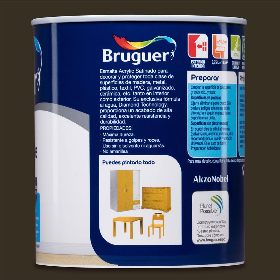 Esmalte Acryllic Multisuperficies Satinado Marrón Toscana 0,750L