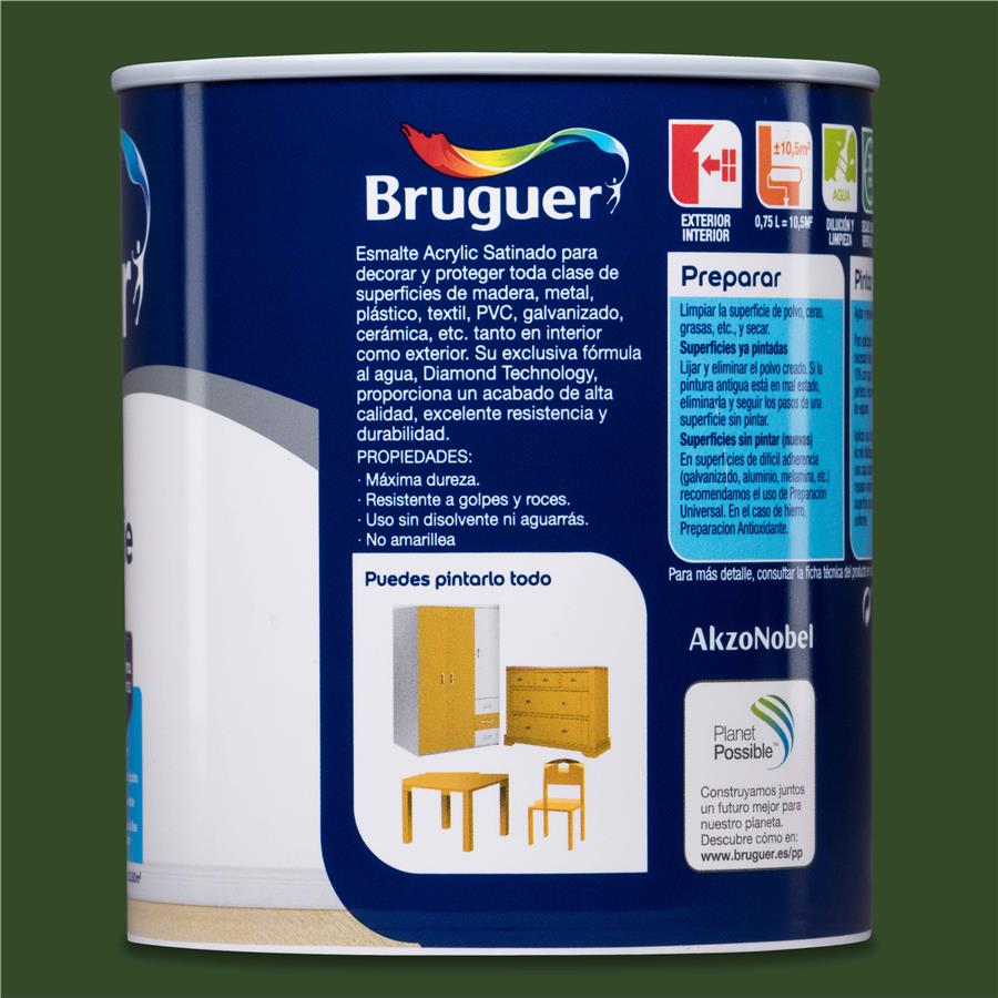 Esmalte Acryllic Multisuperficies Satinado Verde Galicia 0,750L