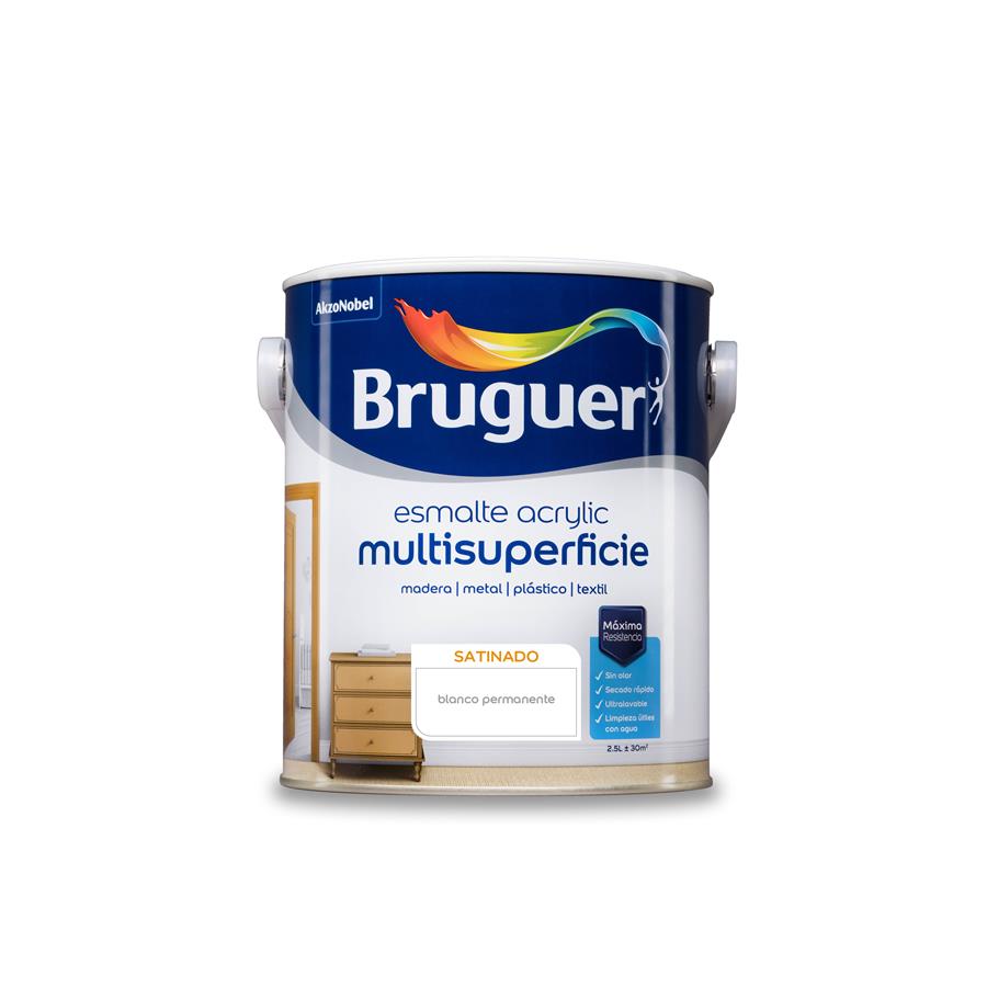 Esmalte Acryllic Multisuperficies Satinado Blanco Permanente 2,5L
