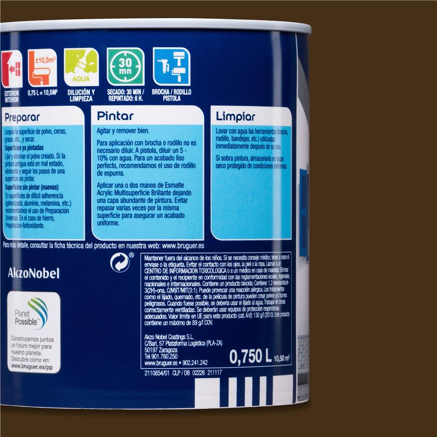 Esmalte Acryllic Multisuperficie Brillante Tabacco 0,750L